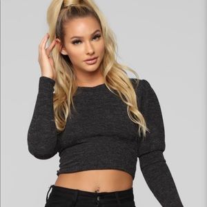 Grey / Black Crop Top
